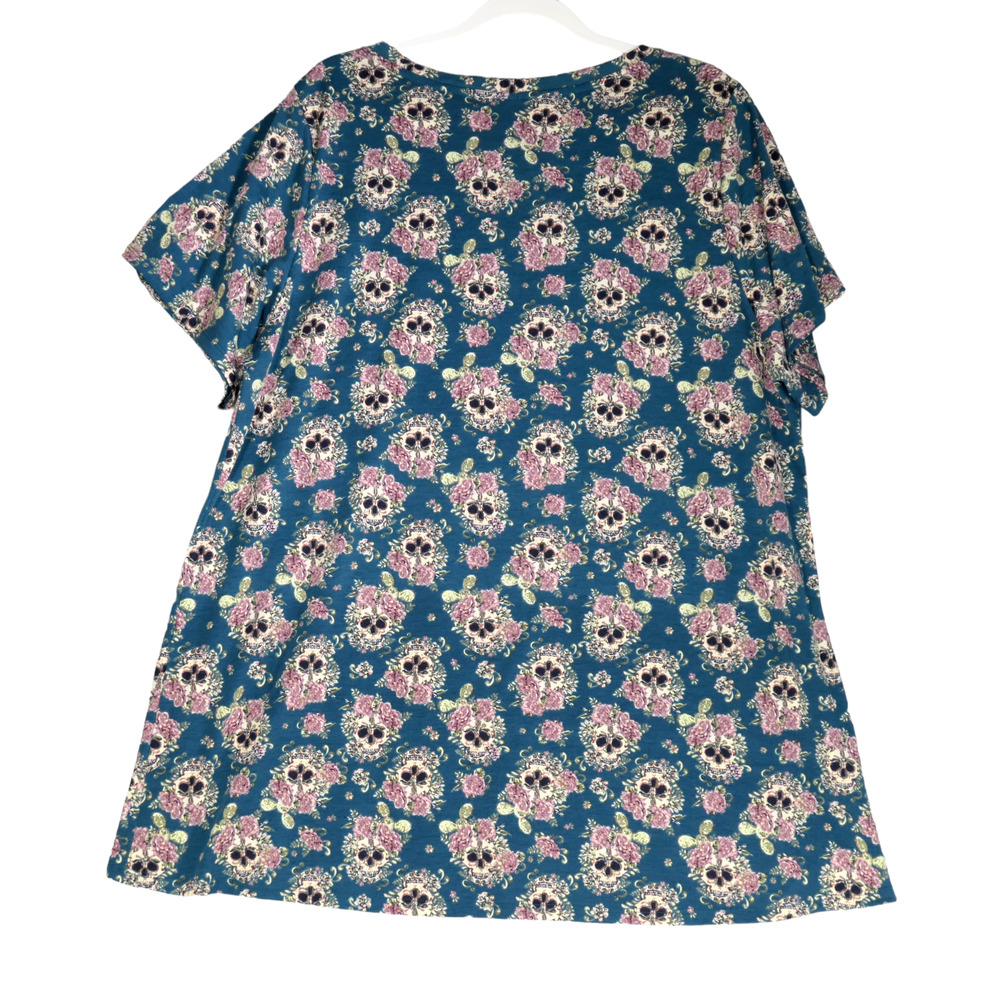 LuLaRoe Whimsigoth Skull Floral Tunic Tee Womens 3X Indie Femme Y2K Dark - Picture 8 of 8